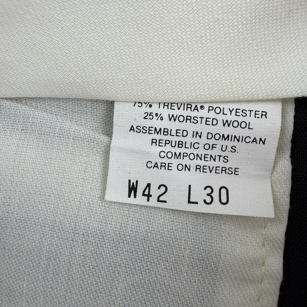 VTG Levis Travelers Dress Pants Mens 42x30 Black Classic Fit Wool Blend Office